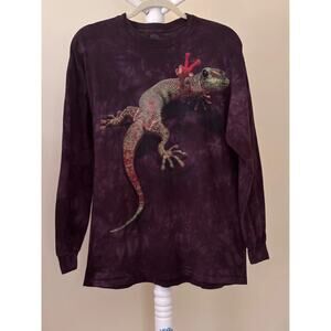 The Mountain Long Sleeve Purple T-Shirt Gecko Graphic Gray Unisex L
